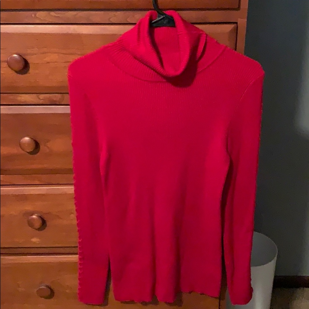 Red turtleneck sweater